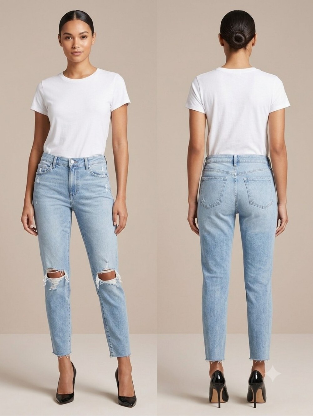 L'AGENCE‎  Bridget Light Blue Distressed Cropped High-Rise Jeans